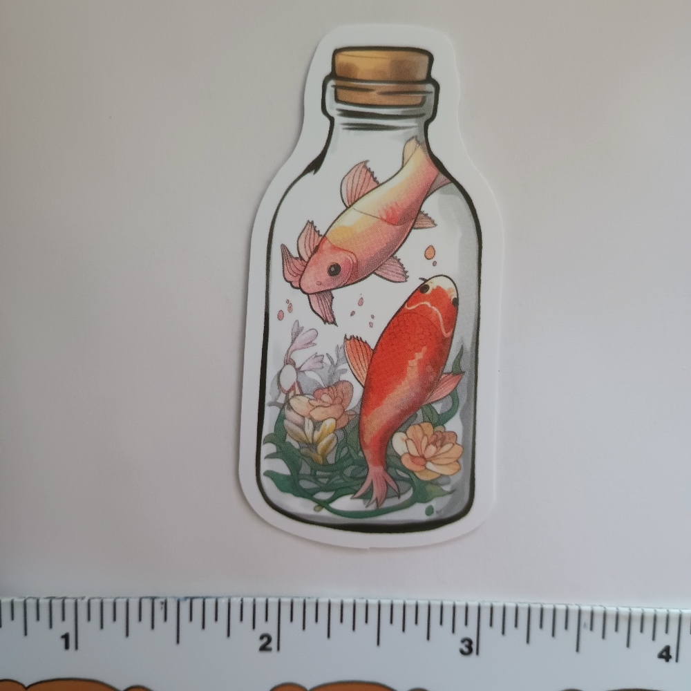 15/$15 Jar Nature Fish Koi Goldfish Water Scene Flower Decal Sticker